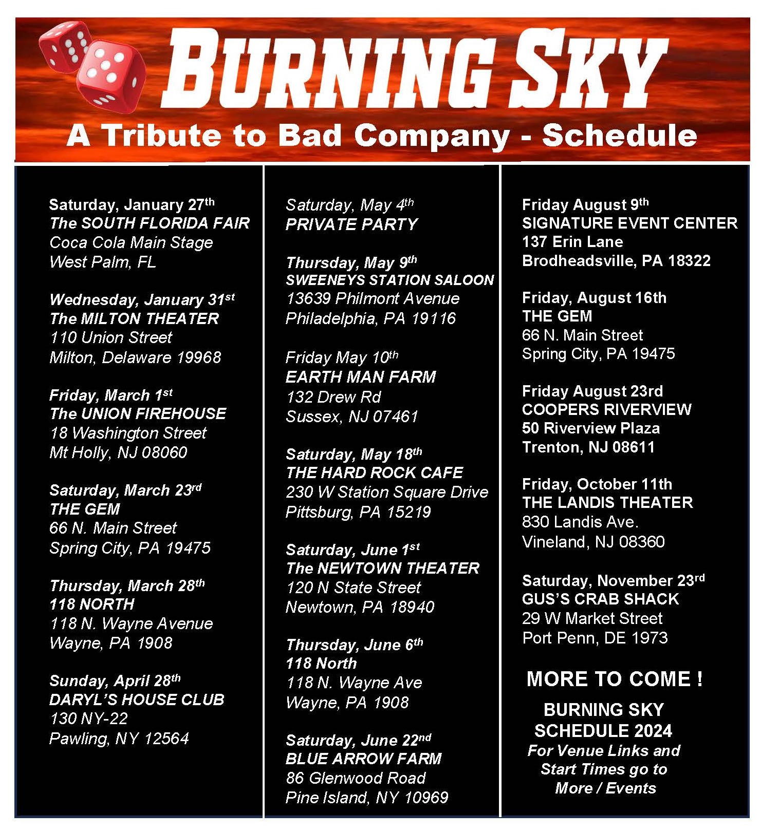 Burning Sky Upcoming Shows